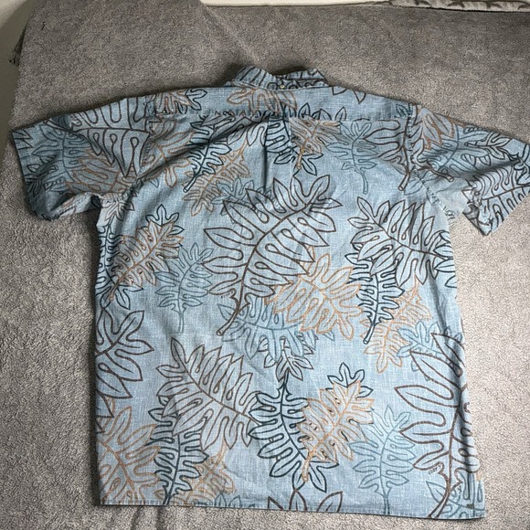 Reyn Spooner Hawaiian Shirt 2XL Blue Tropical Rainforest Leaves - Picture 6 of 8